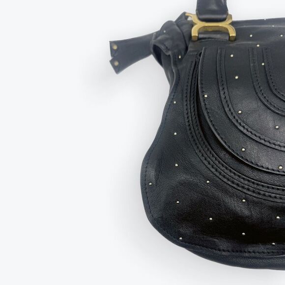 Chloe Medium Black Leather Studded Marcie Convertible 2way Satchel Ltd Edition - Picture 7 of 16